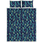 Peacock Feather Pattern Print Quilt Bed Set