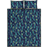 Peacock Feather Pattern Print Quilt Bed Set