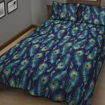 Peacock Feather Pattern Print Quilt Bed Set