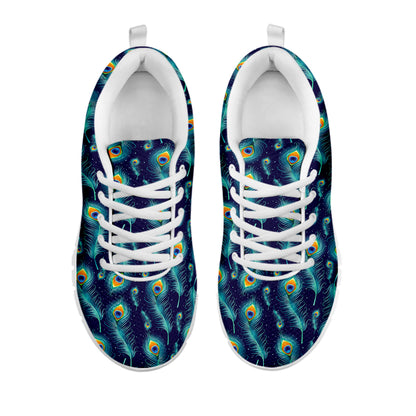 Peacock Feather Pattern Print White Sneakers