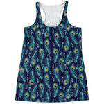 Peacock Feather Pattern Print Women's Racerback Tank Top