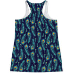 Peacock Feather Pattern Print Women's Racerback Tank Top