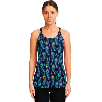 Peacock Feather Pattern Print Women's Racerback Tank Top