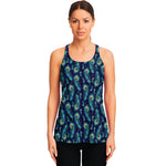 Peacock Feather Pattern Print Women's Racerback Tank Top
