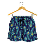 Peacock Feather Pattern Print Women's Shorts