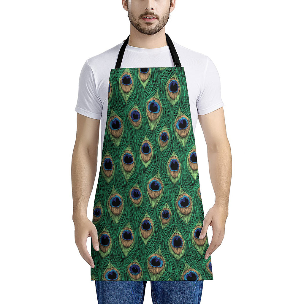 Peacock Tail Pattern Print Apron