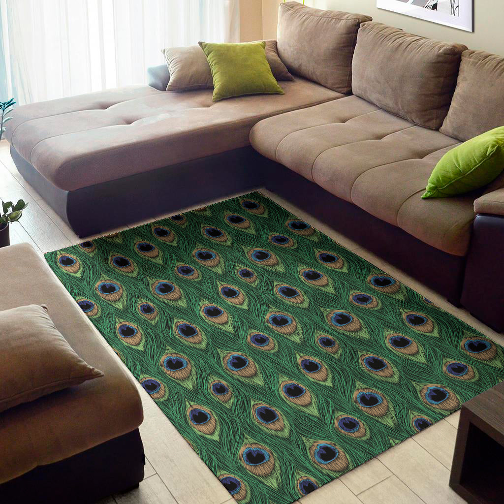 Peacock Tail Pattern Print Area Rug