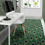 Peacock Tail Pattern Print Area Rug