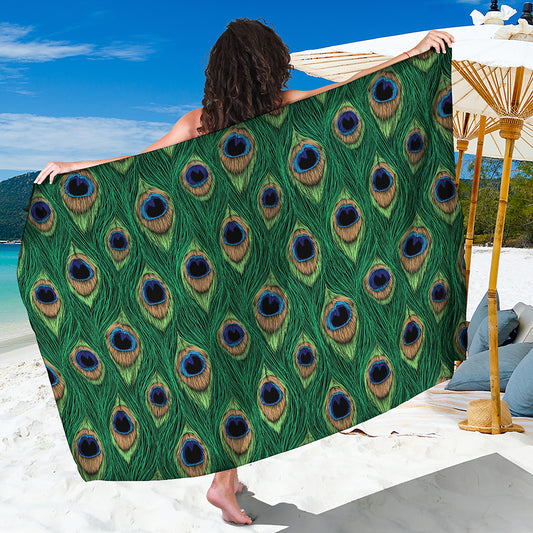 Peacock Tail Pattern Print Beach Sarong Wrap