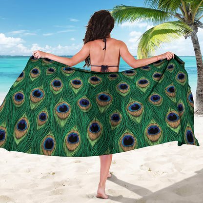 Peacock Tail Pattern Print Beach Sarong Wrap