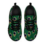 Peacock Tail Pattern Print Black Sneakers