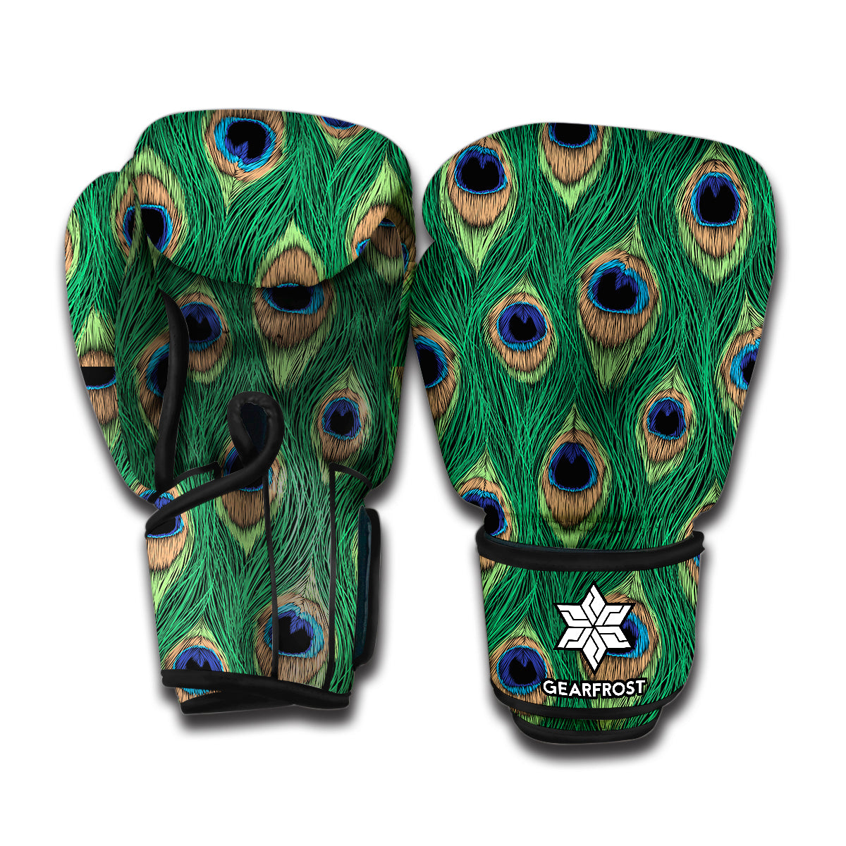 Peacock Tail Pattern Print Boxing Gloves