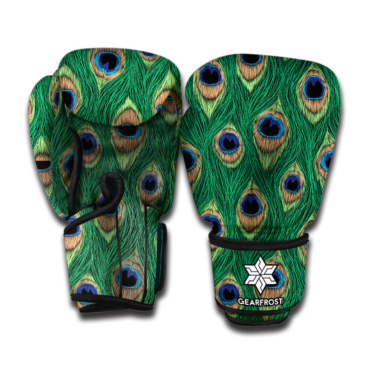 Peacock Tail Pattern Print Boxing Gloves