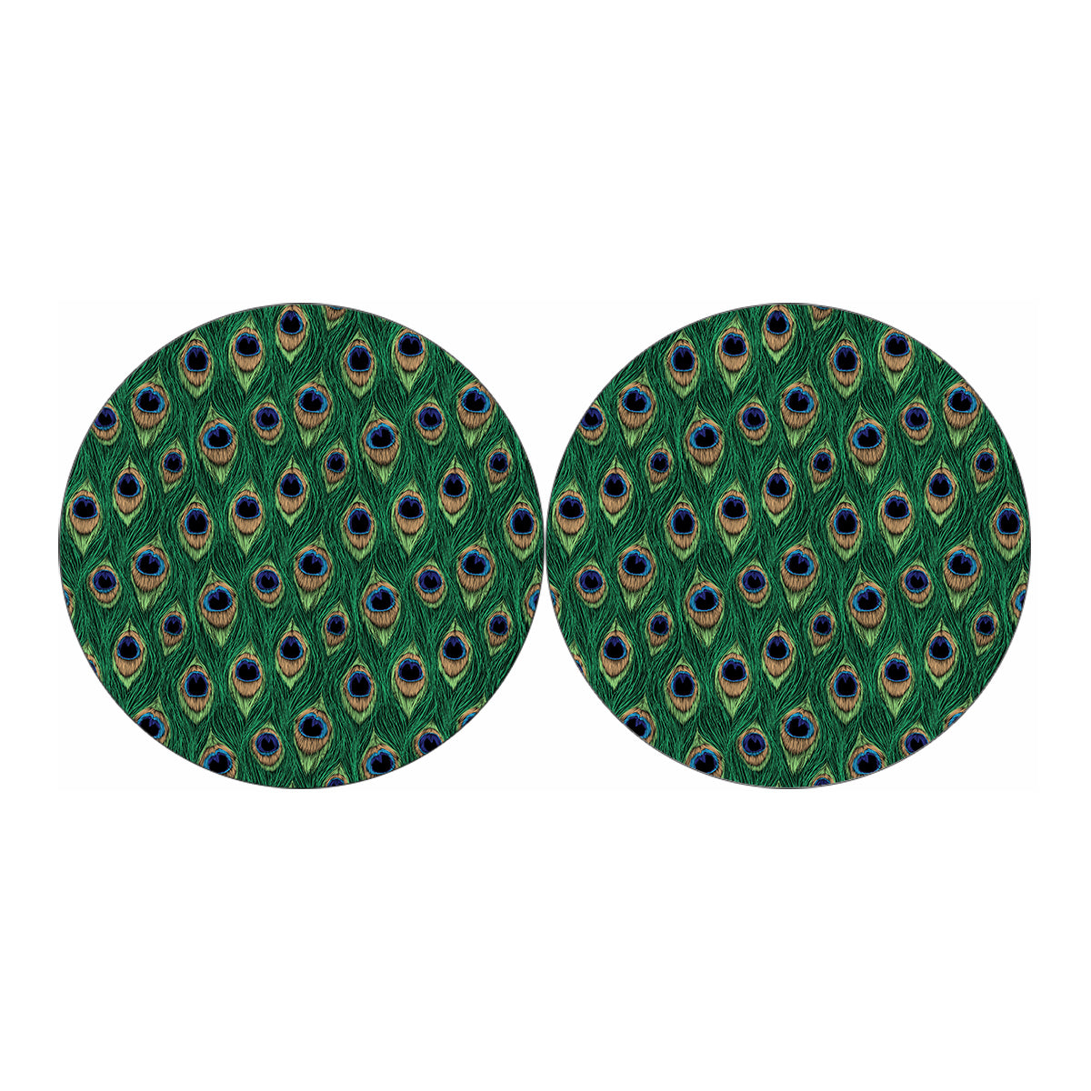 Peacock Tail Pattern Print Car Coasters
