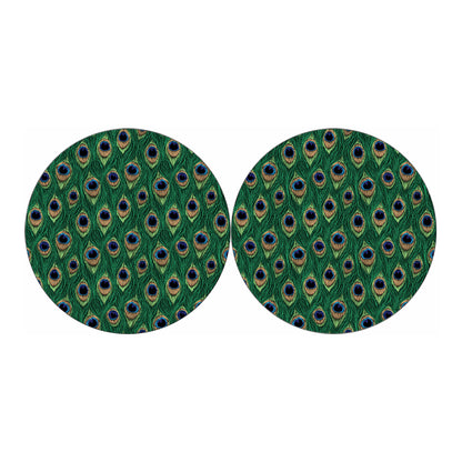 Peacock Tail Pattern Print Car Coasters