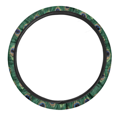 Peacock Tail Pattern Print Car Steering Wheel Cover