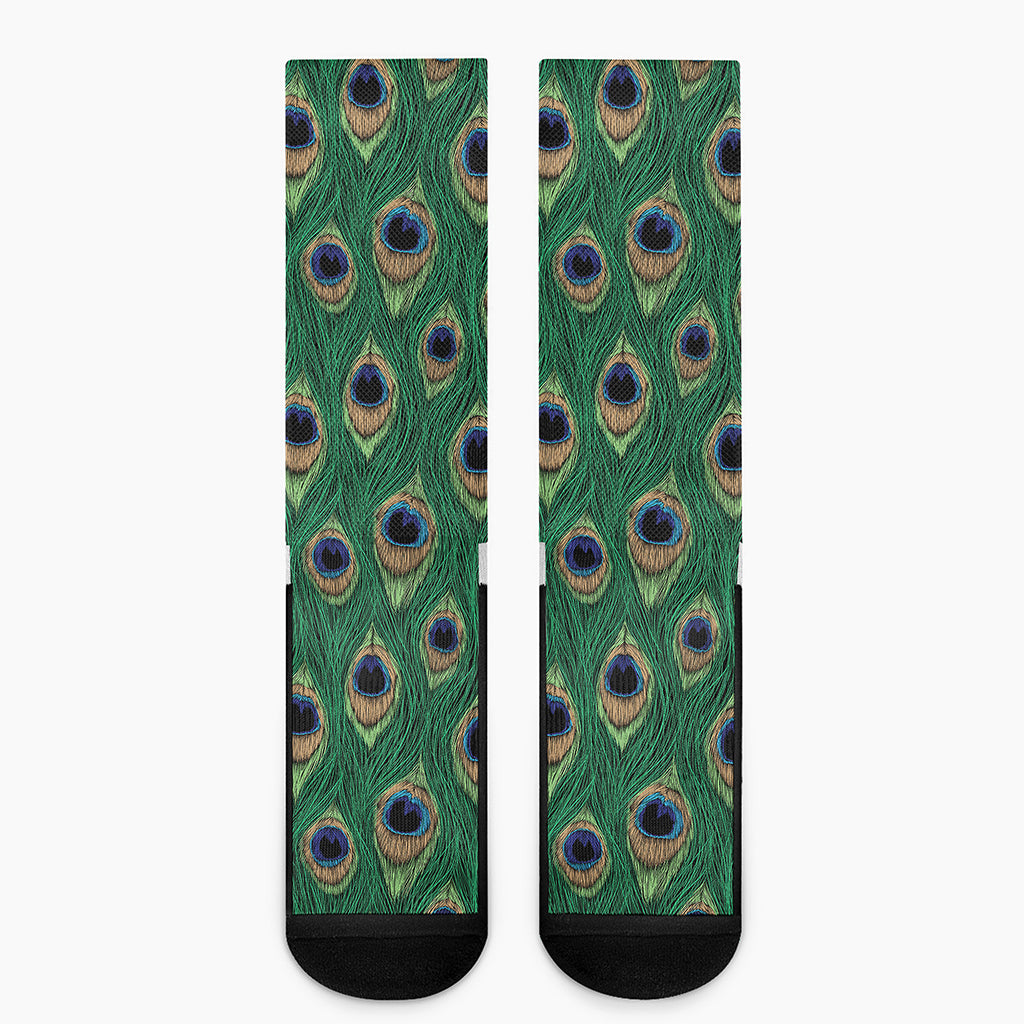 Peacock Tail Pattern Print Crew Socks