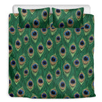 Peacock Tail Pattern Print Duvet Cover Bedding Set