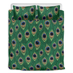 Peacock Tail Pattern Print Duvet Cover Bedding Set