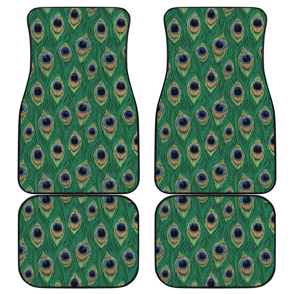 Peacock Tail Pattern Print Front and Back Car Floor Mats
