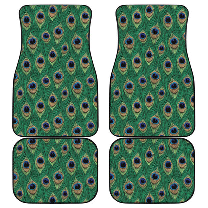 Peacock Tail Pattern Print Front and Back Car Floor Mats
