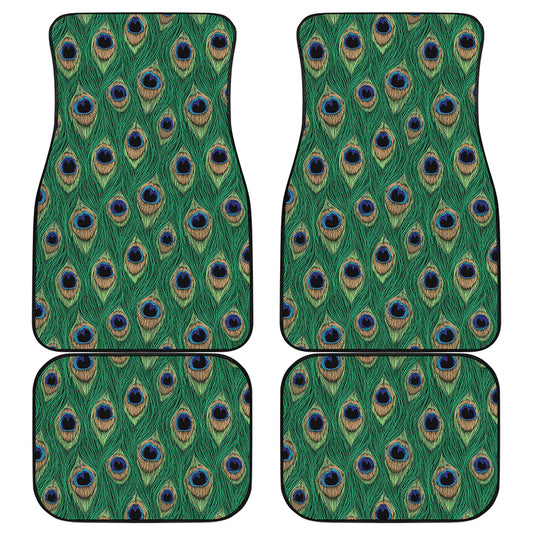 Peacock Tail Pattern Print Front and Back Car Floor Mats