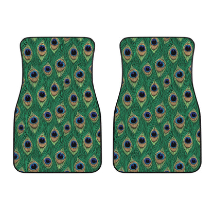 Peacock Tail Pattern Print Front Car Floor Mats