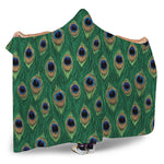 Peacock Tail Pattern Print Hooded Blanket