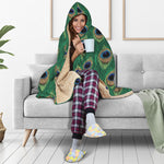 Peacock Tail Pattern Print Hooded Blanket