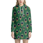 Peacock Tail Pattern Print Hoodie Dress
