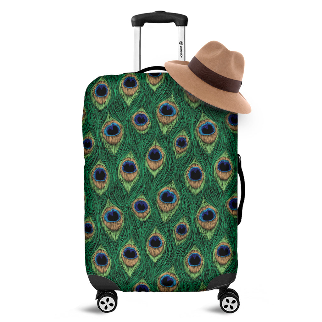 Peacock Tail Pattern Print Luggage Cover