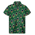 Peacock Tail Pattern Print Men's Short Sleeve Shirt