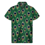 Peacock Tail Pattern Print Men's Short Sleeve Shirt