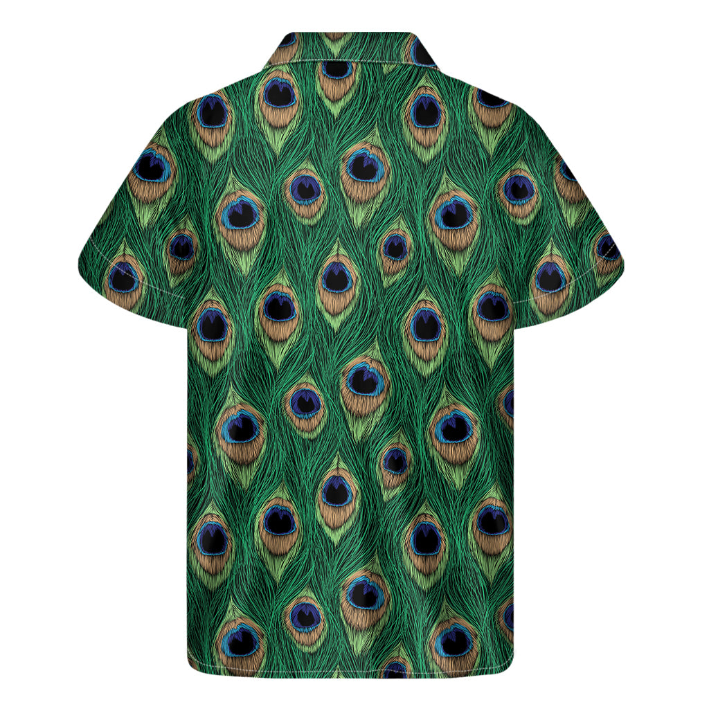 Peacock Tail Pattern Print Men's Short Sleeve Shirt