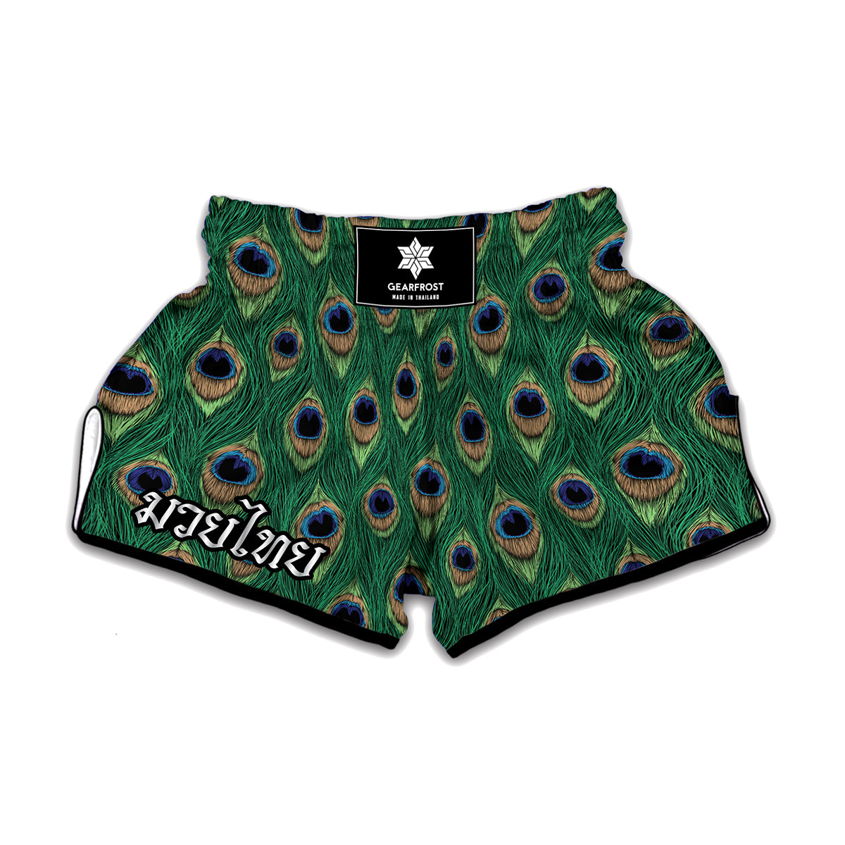 Peacock Tail Pattern Print Muay Thai Boxing Shorts