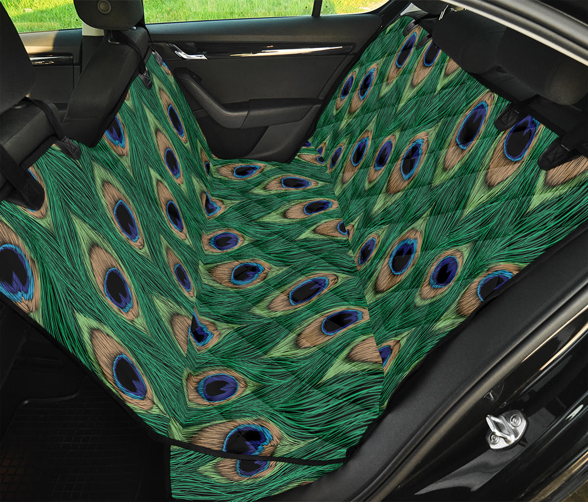 Peacock Tail Pattern Print Pet Car Back Seat Cover