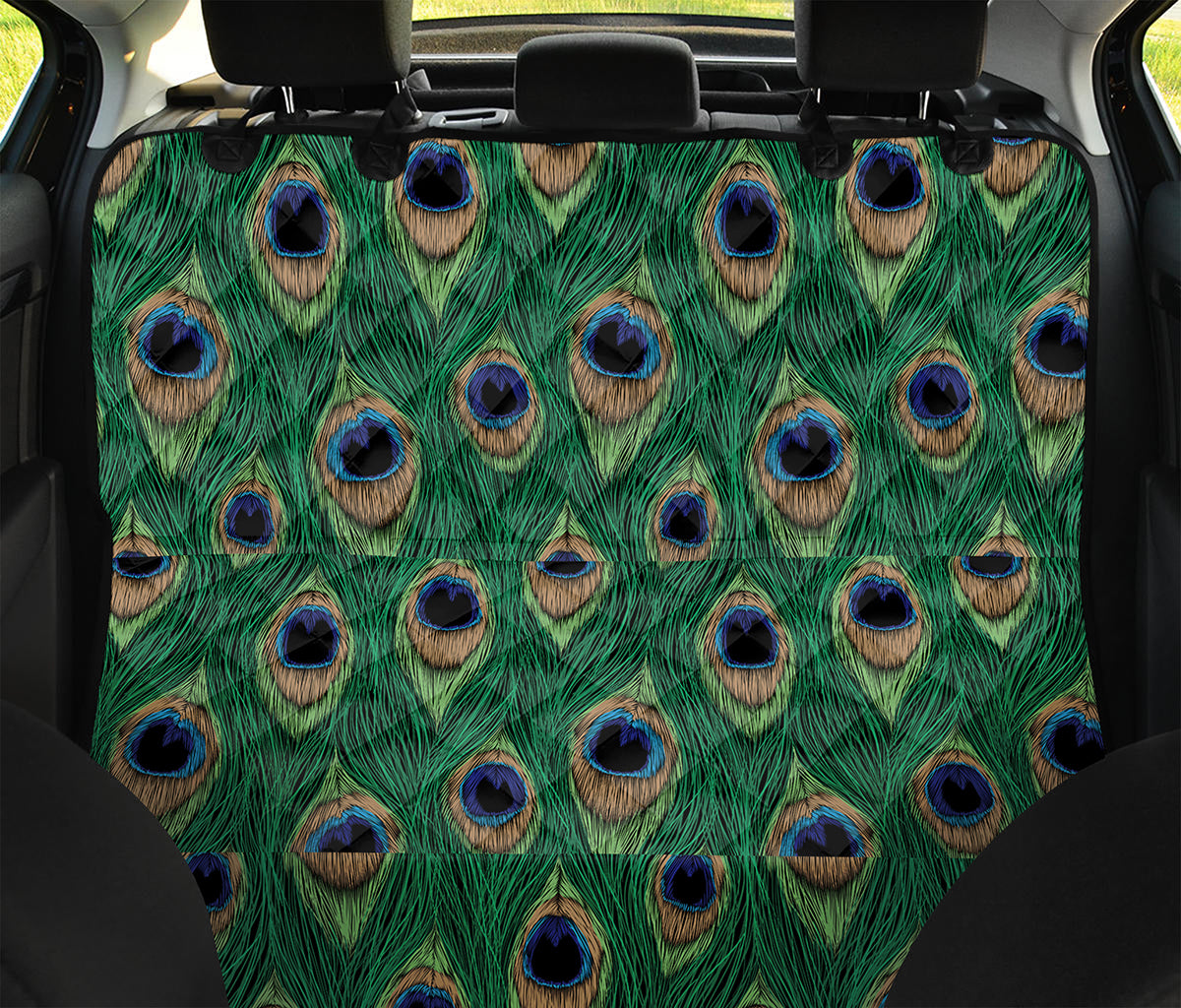 Peacock Tail Pattern Print Pet Car Back Seat Cover