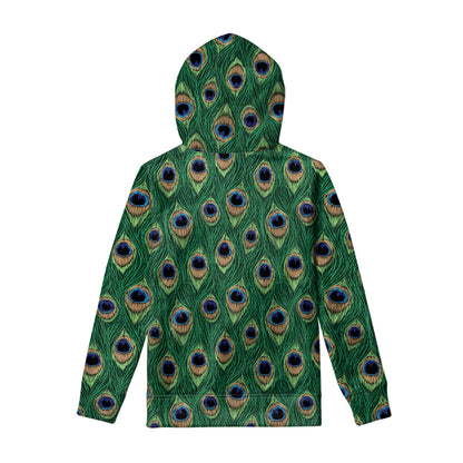 Peacock Tail Pattern Print Pullover Hoodie