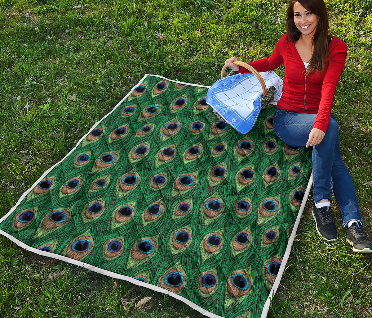 Peacock Tail Pattern Print Quilt