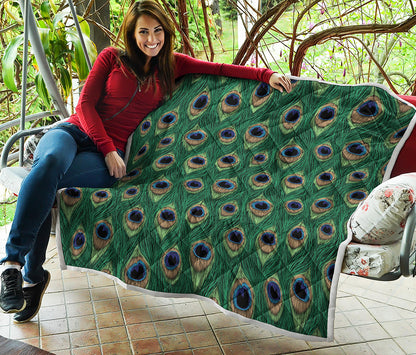 Peacock Tail Pattern Print Quilt