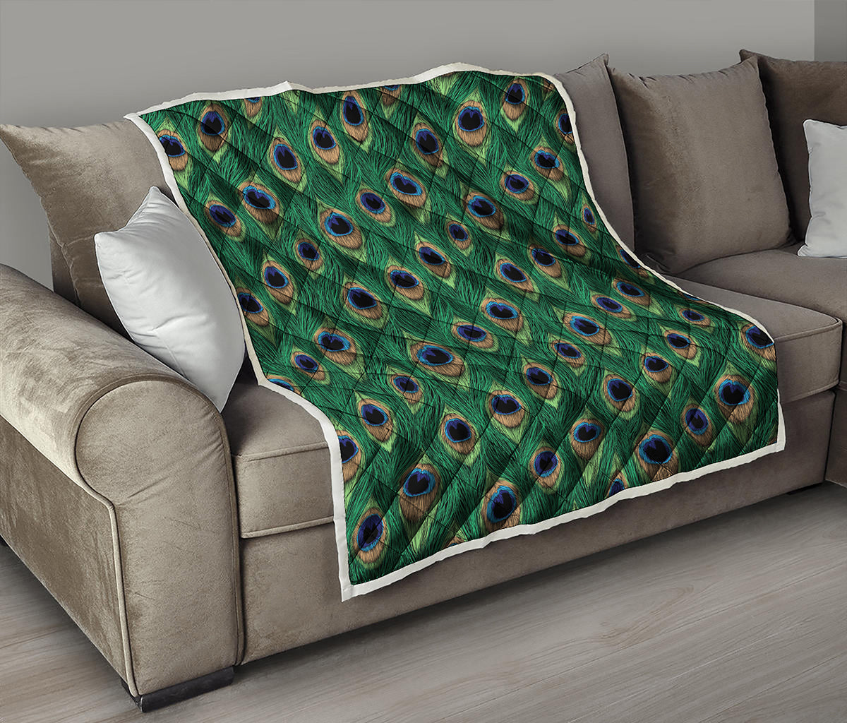 Peacock Tail Pattern Print Quilt