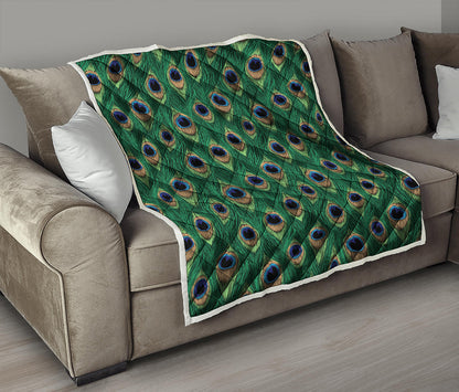 Peacock Tail Pattern Print Quilt
