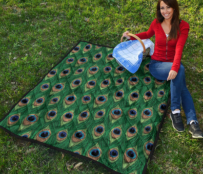 Peacock Tail Pattern Print Quilt