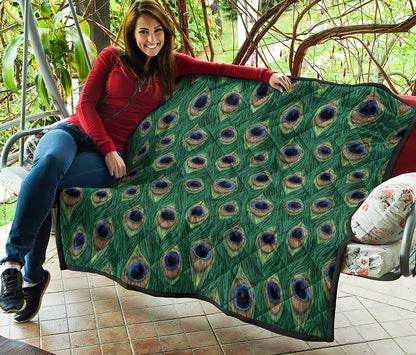 Peacock Tail Pattern Print Quilt