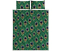 Peacock Tail Pattern Print Quilt Bed Set