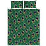 Peacock Tail Pattern Print Quilt Bed Set