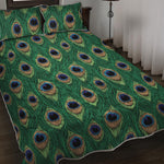 Peacock Tail Pattern Print Quilt Bed Set