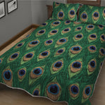 Peacock Tail Pattern Print Quilt Bed Set