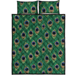 Peacock Tail Pattern Print Quilt Bed Set