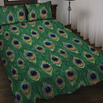 Peacock Tail Pattern Print Quilt Bed Set